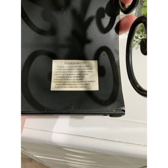 Vtg Brown Black Gold Rounded Arched Swirl Wrought Iron Pillar Candle Holder - Picture 7 of 7